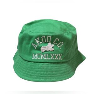 NWT AKOO Men’s Size L/XL Bucket Ming Cotton Hat Green with Stripe Panel